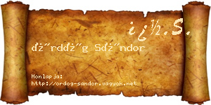 Ördög Sándor névjegykártya
