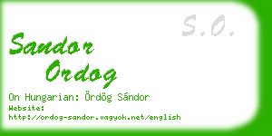 sandor ordog business card